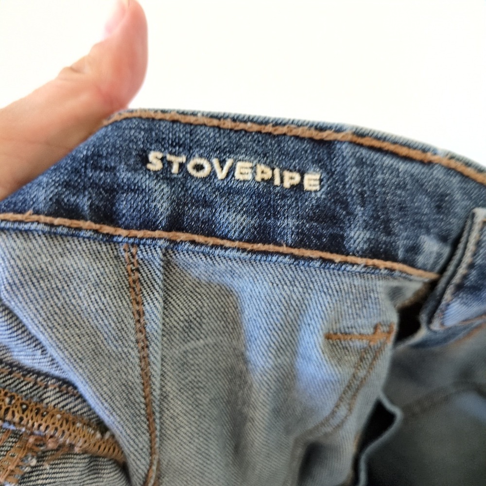 American Eagle Stovepipe Utility Pocket Jeans Crop Raw Hem Stretch Size 12 - Picture 7 of 12